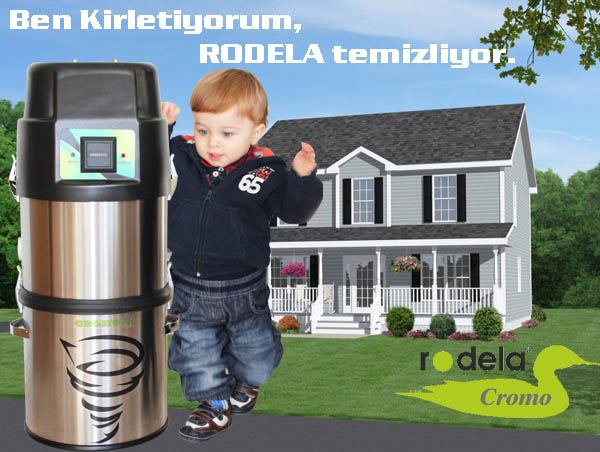 rodela merkezi süpürge sistemi ; inşaat halinde ki binalarda uygulanır. Altyapı vakum boruları sıva altına gömülür.